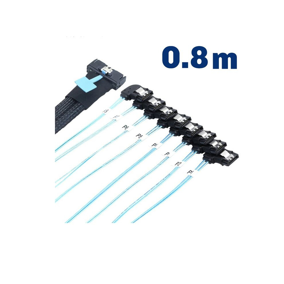 Mcio 74P 8X 8I Sas Sff-8654 8I Pci-E Ultraport Slimline 5.0 To 8X Sata 7P 90 Degree Female Adapter Cable 0.8M 4852367019876