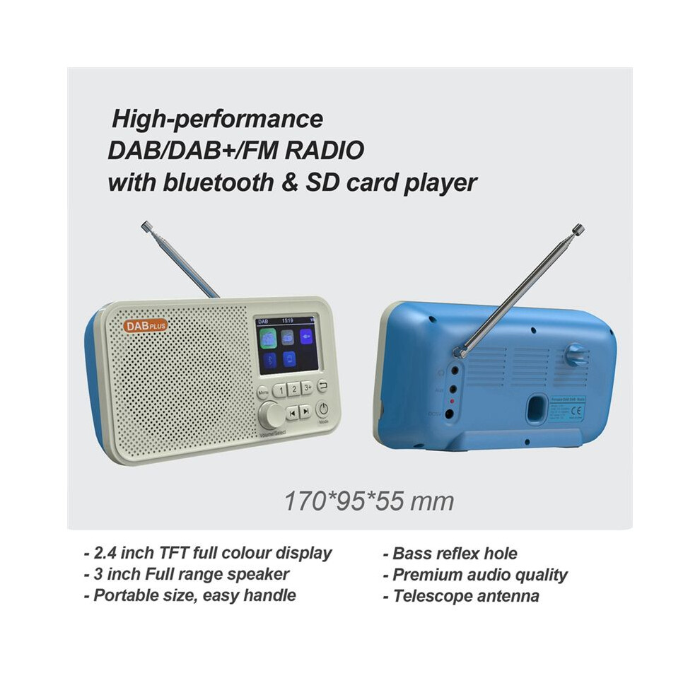C10 2.4 Inch Color Lcd Screen Alarm Clock Dab Dab+ Fm Bluetooth Broadcasting Radio Supports Tf Card Mp3 Player 4852367000638