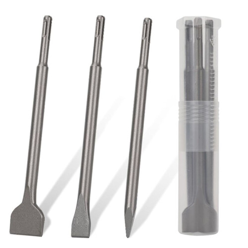 SDS- Chisel Set for Rotary Hammer Drills, 3PC Masonry Concrete Drill Bit Set, Point Flat Scaling Chisels 1