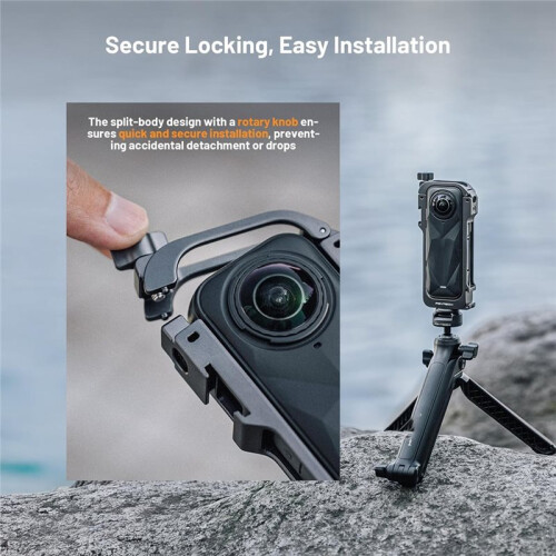 PGYTECH Camera Cage for  X5 with Quick Release Knob Built-in Cold Shoe Mounts and 1/4inch Threads Action Camera Frame 2
