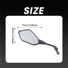 Universal 2er-Pack Motorrad-Rückspiegel, große Größe, schwarz, verchromt, 10 mm