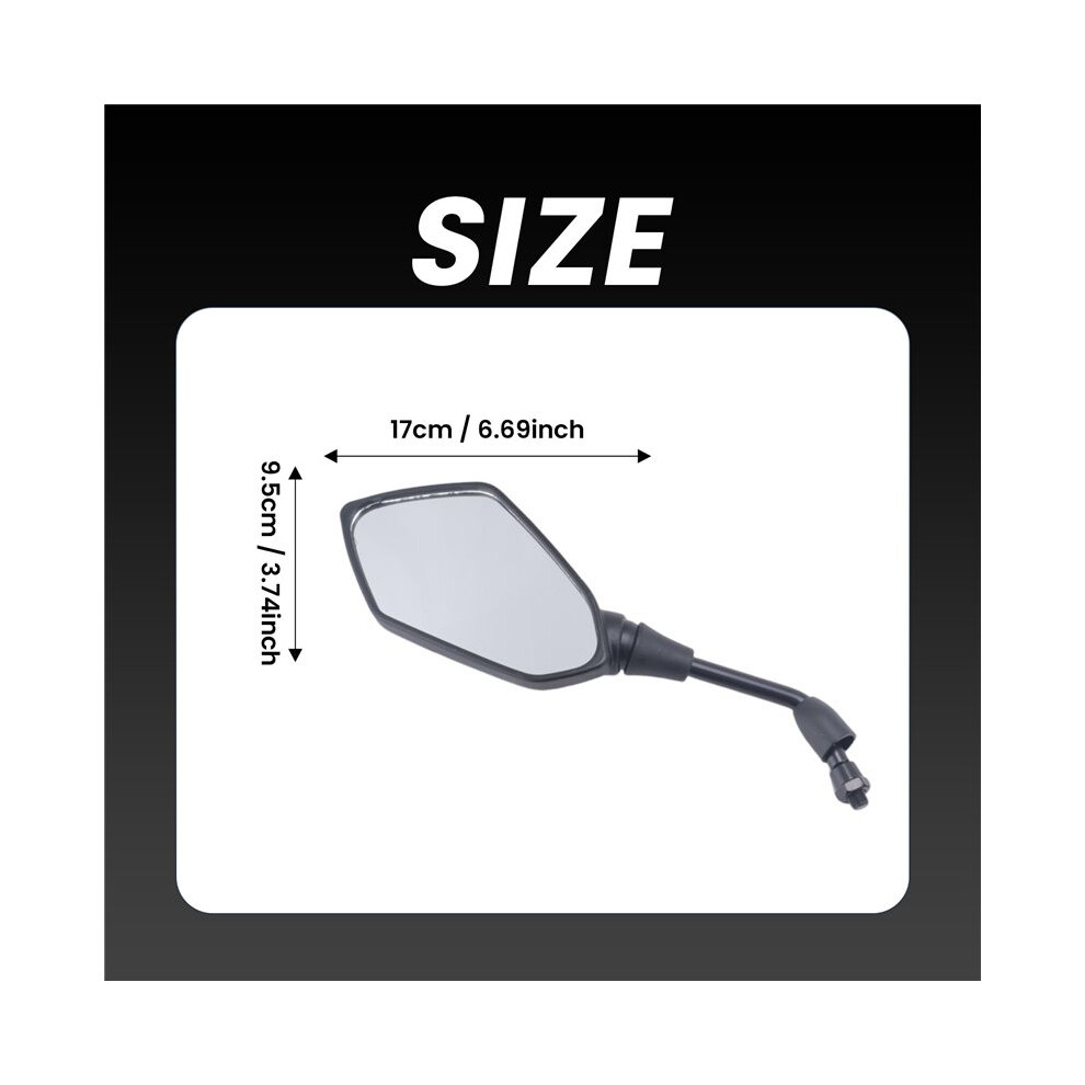 Spactz Universal 2Pcs Motorcycle Big Size Rear View Mirror Black Motorcycle Motorbike Chrome Scooter Rearview Rear View Side Mirror 10Mm