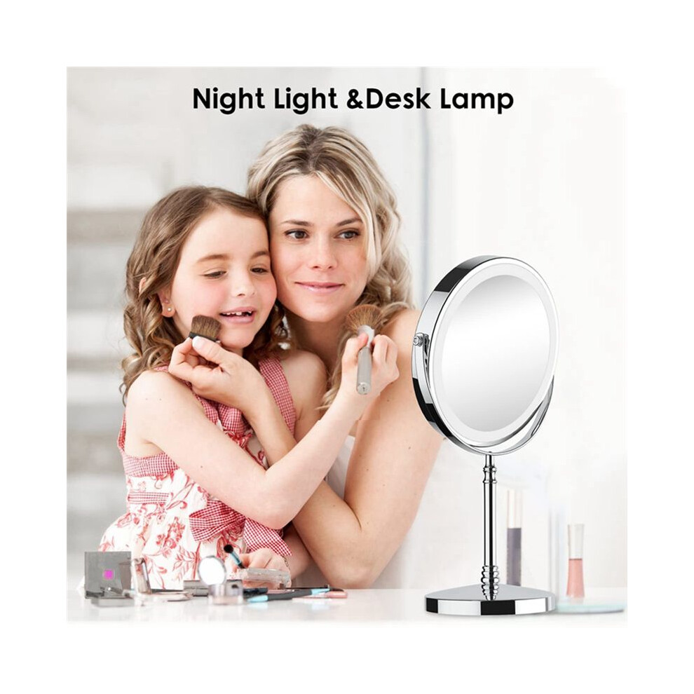 Spactz 10X Led Mirror Rechargeable Make Up Mirror With 3 Colors, Brightness Adjustable Magnification Cosmetic Mirror 2 Side-C