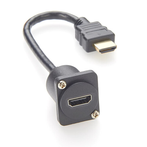D Type High Definition Multimedia Interface Panel Mount Cable Male to Female Cable Flange Mount Pass Through Socket 1