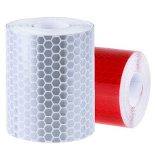 4 Pcs 50mm X 3 Meter Adhesive Tape Warning Tape Reflector Tape Security Marking Tape White and Red