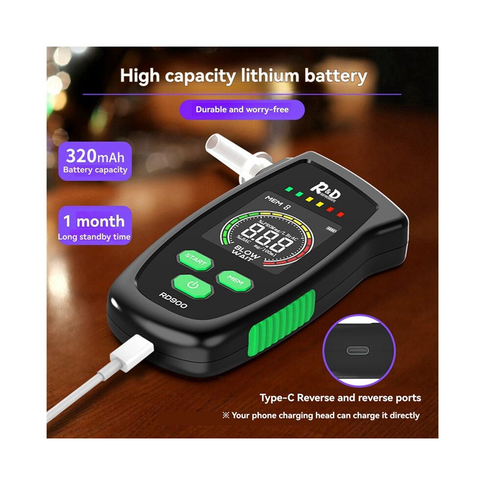 Digital Alcohol Breath Tester Handheld Lcd Screen Alcohol Detector High Accuracy Breathalyzer Portable Alcotest Device 4851514105080