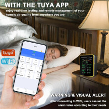 Tuya WiFi 15-in-1 Luftqualitätsmessgerät für den Haushalt, tragbar, für PM0,3, PM1,0, PM2,5, PM10, CO, CO2, TVOC, HCHO, Weiß
