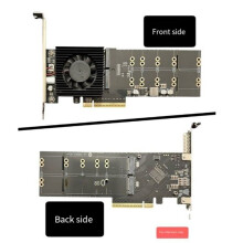 PCIe PLX88024 Quad 4 M.2 NVMe to PCIe 4.0 X8 Expansion Card Adapter with 2xM.2 Heatsink Nvme4.0X4 128GT/S