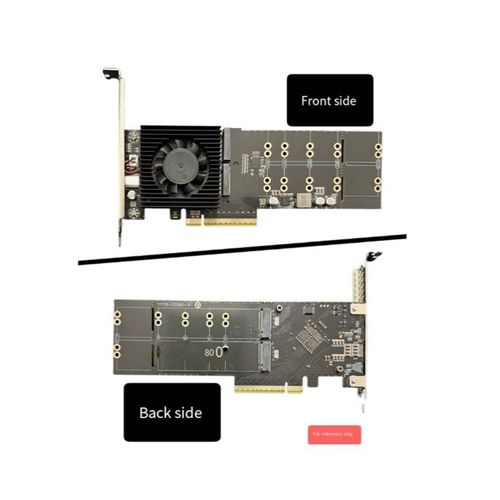 Pcie Plx88024 Quad 4 M.2 Nvme To Pcie 4.0 X8 Expansion Card Adapter With 2XM.2 Heatsink Nvme4.0x4 128Gt/S 4852693553044