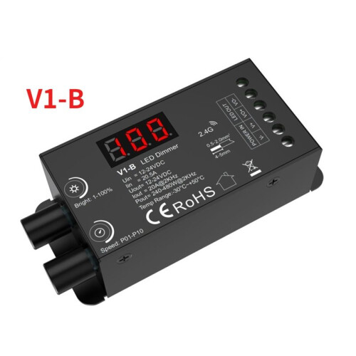 Dual Knob Constant Voltage LED Dmmer 1CHx20A Wireless Remote Control Numeric Display CV Controller V1-B 2