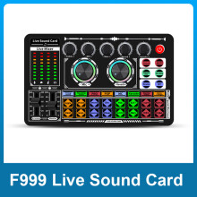 F999 Soundkarte Audiomixer Live-Soundkarte Stimmverzerrer Mischpult Verstärker Soundkarte Telefon Computer Universal