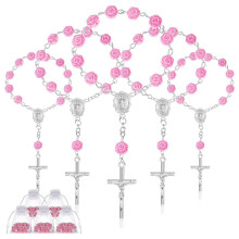 30-teiliger Taufrosenkranz, Mini-Rosenkranz, Taufgeschenke, Fingertaufrosenkranz, rosenförmige Perlen mit 30 Organzabeuteln