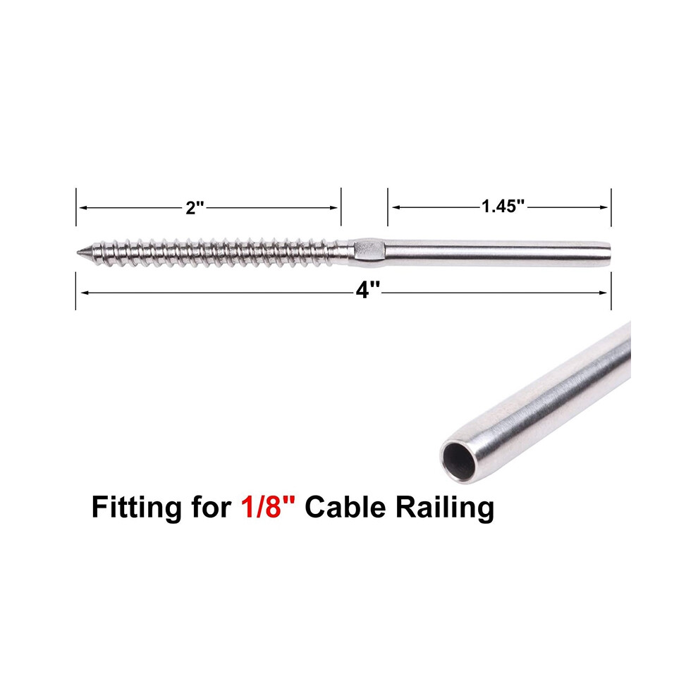 30Pcs Swage Lag Screws Left & Right For 1/8 Inch Cable Railing System Stair Deck Wood Post Balusters Decking Hardware 4852537306737