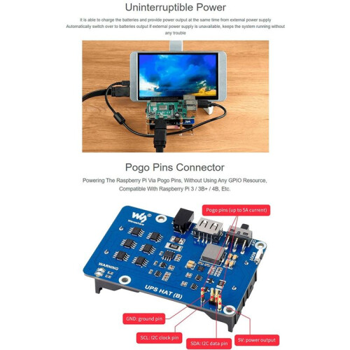 Waveshare 5V Uninterruptible Power Supply UPS Module HAT Kit for RPI Raspberry Pi 3 3B  4 Model B 4B EU Plug 1