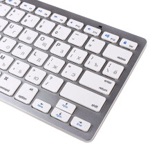 Ultradünne, kabellose Bluetooth-Tastatur im russischen Stil, kompatibel mit iOS-, Android- und Windows-Tablets/Laptops – Weiß