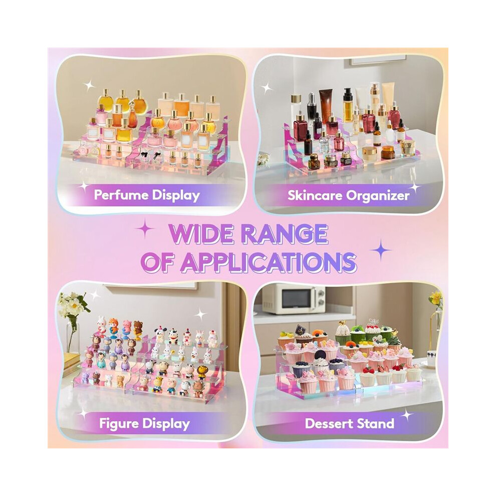 4 Tier Iridescent Display Risers Stand, Plastic Risers For Display, Perfume Organizer, Display For Figures 9Inch 4852693522484