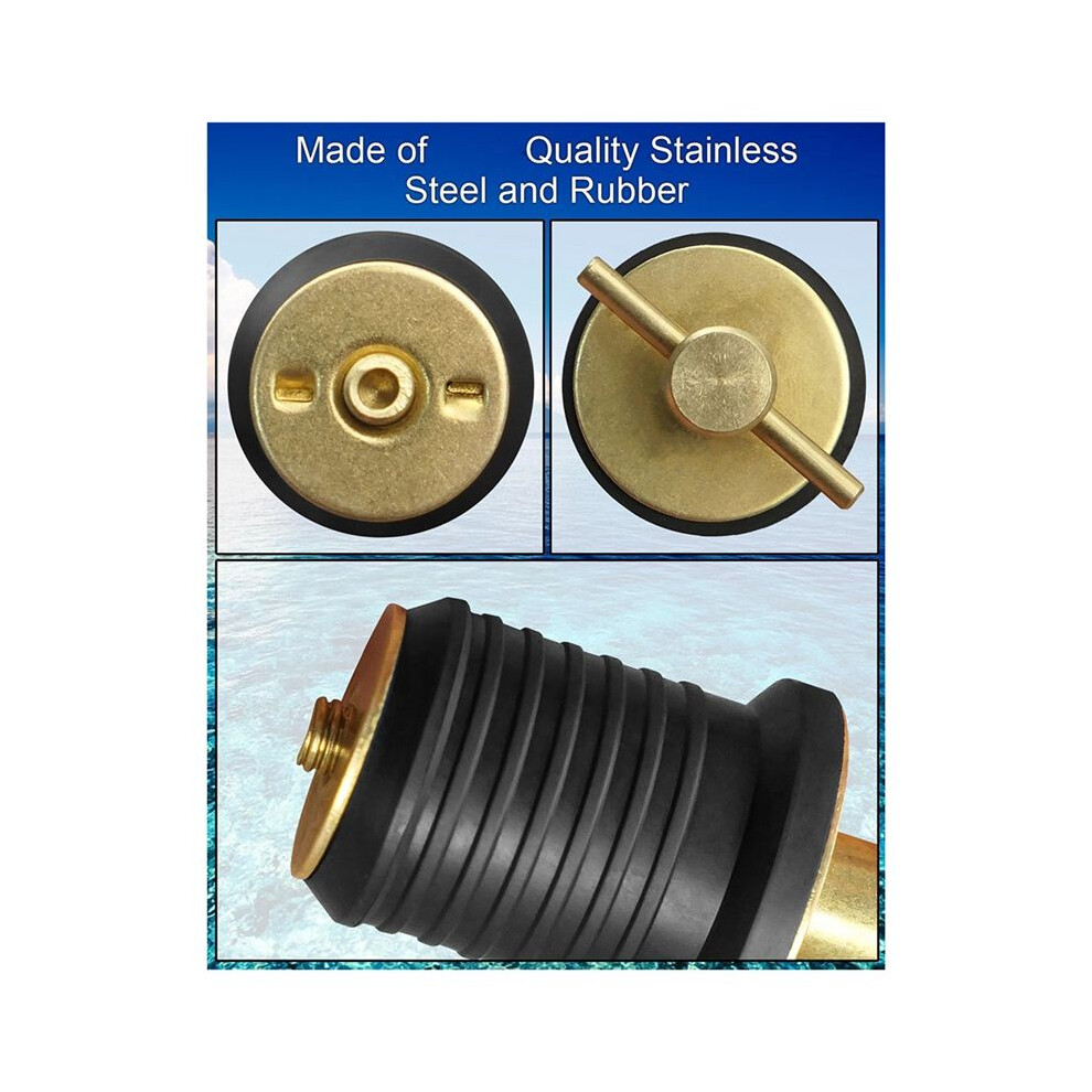 Brass T-Handle Drain Plug Fit For 1 Inch Diameter Drains, Marine Boat Accessories Drain Plug Twist,4Pcs Spactz