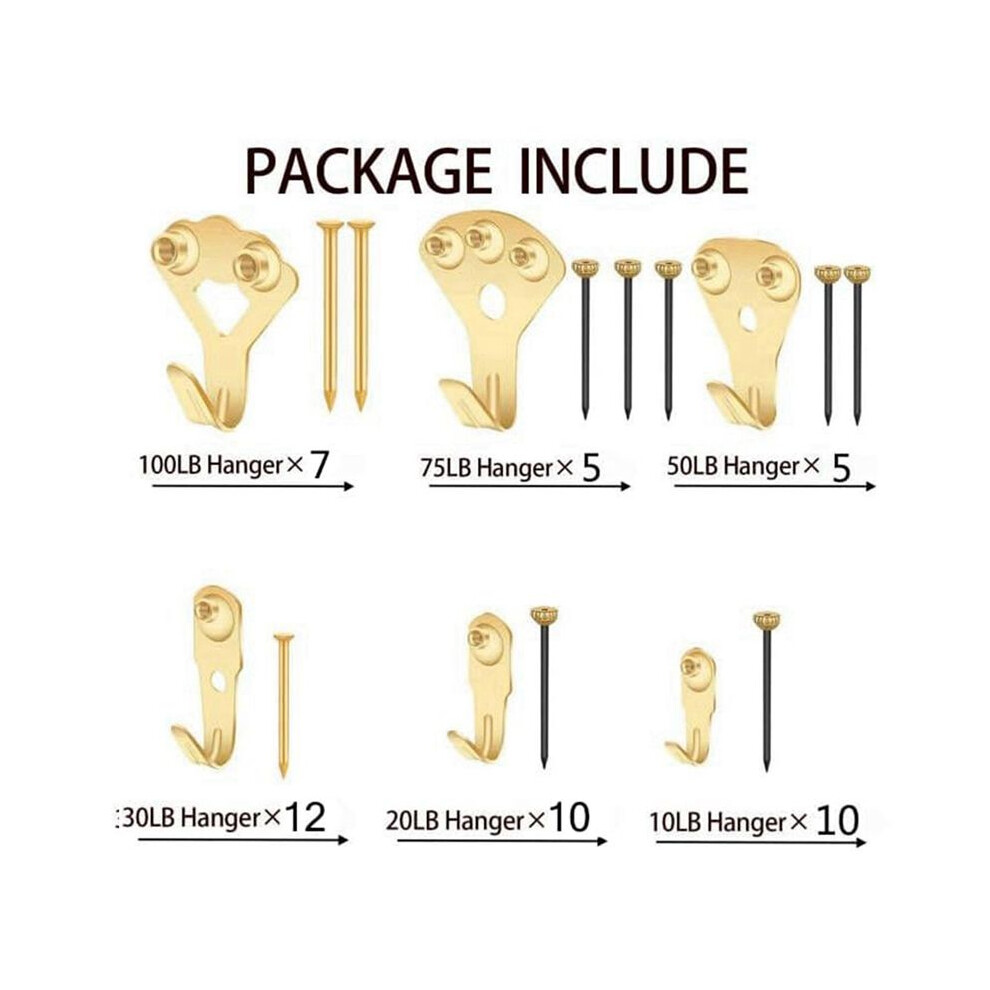 120Pcs Picture Hanging Kit,Picture Hangers Assorted Kit With Heavy Duty Wall Hooks,For Canvas, Office Pictures, Clock 4852537351911