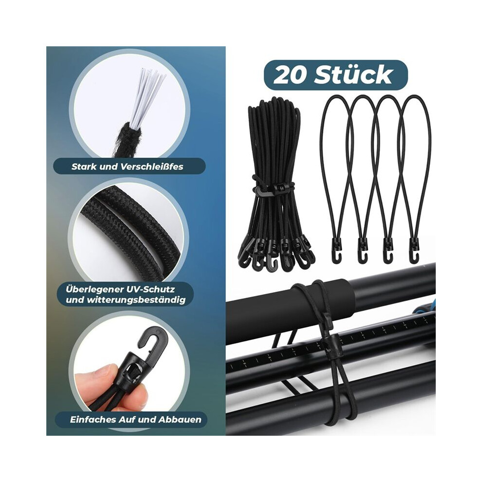 Bungee Cord With Hooks, Pack Of 20 Expander With Hooks, 25 Cm, Multifunctional Tensioner,For Tents, Nets, Camping 4852693528486