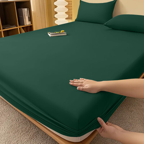 (Emerald Green, Double 40CM) Extra Deep Bed Sheets Fitted Sheets OR Plain Pillowcases Pair 25CM/40 CM Plain Bed Fitted Sheets