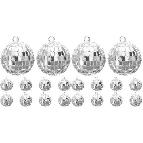 20Pièces Boules Miroir Disco Argentées Suspension Décorative 2