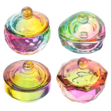 12Pièces Coupes En Verre Transparente Couvercles Colorés