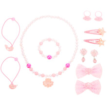 5Ensembles Collier Bracelet Fille Rose Sac Bijoux Princesse Enfant