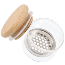 2Pcs Nail Dish Cups with Lid Glass and Wood for Acrylic Nail Storage