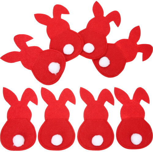 40Pcs Red Easter Fork Cutter Bags Rabbit Shape Tableware Holder 2
