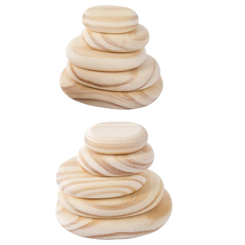 40Pcs Smooth Wooden Stone Stacked Blocks Educational Plaything