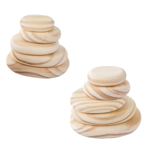40Pcs Smooth Wooden Stone Stacked Blocks Educational Plaything 1
