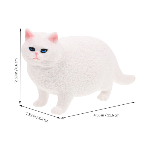 2Pcs White Plastic Lifelike Cat Figures Safe Smooth Surface Ornament 2