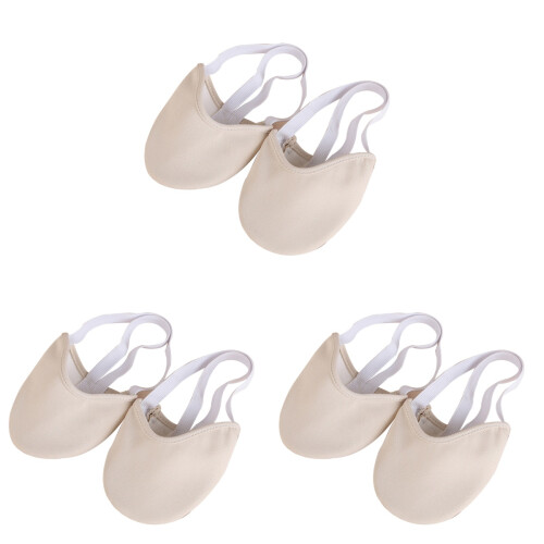 3St Stretch Halfzool Dance Shoes Beige Met Dubbele Elastische Band 1