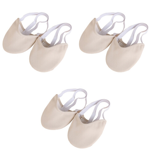 3St Stretch Halfzool Dance Shoes Beige Met Dubbele Elastische Band 2