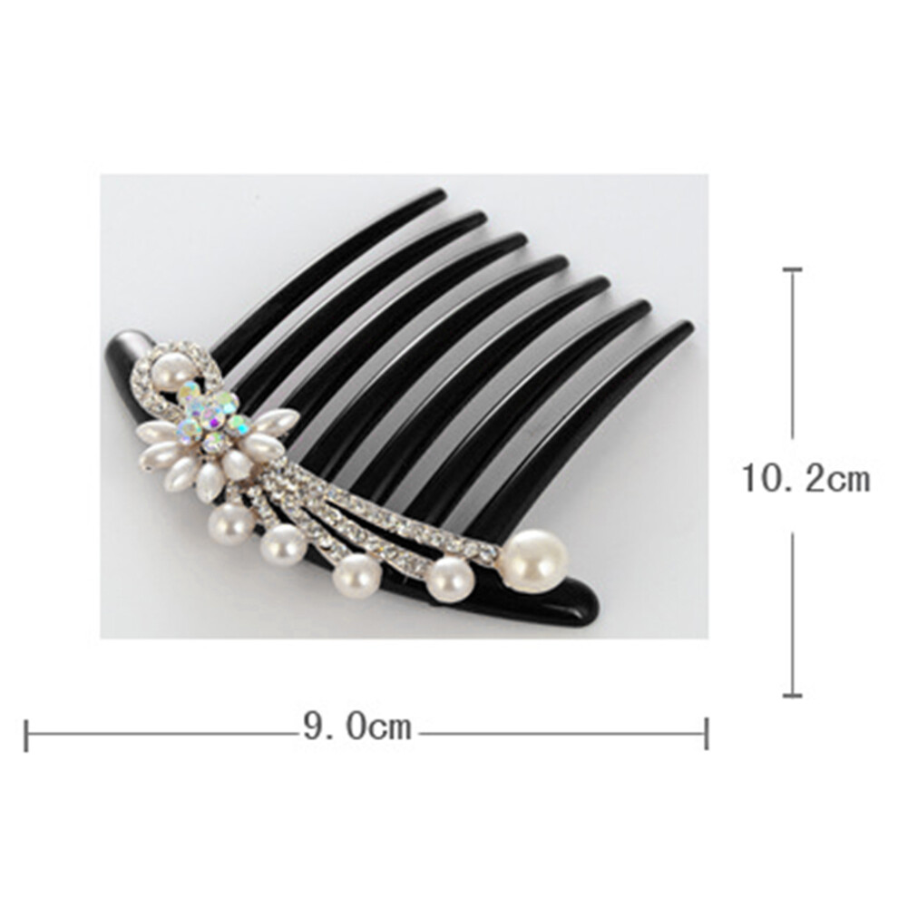2St Zwarte Parel Haar Kam Dames Sierlijke Bruids Hoofdband Voor Feest-image