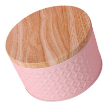 2St Roze Ijzeren Dessertbox Met Houten Deksel Voor Snacks Opslag