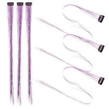 18St Tinsel Haar Extensions Paars Pet Clip-in Kit Voor Haar