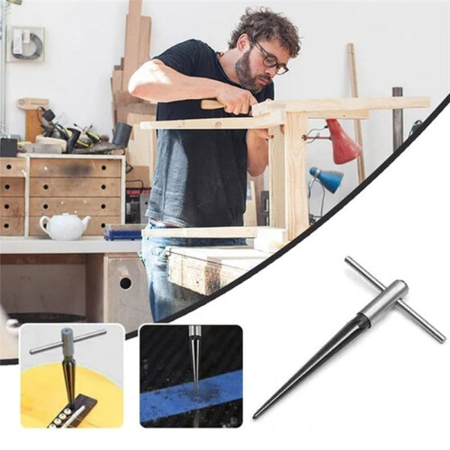 2Pcs T Handle Taper Reamer ,6 Fluted Chamfer Reaming Guitar Bridge Pin Hole Handle Tapered Reamers Tool Hexagonal Handle 2