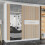 MN Furniture Sliding Mirror Wardrobe Shelves White/Votan 150cm 1