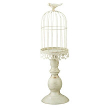 Vintage Bird Cage Candle Holder Wedding Table Decoration Props Wedding Decoration Metal Iron Candle Holder,White,L