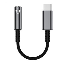 Conversor de Adaptador de áUdio Digital USB Tipo C para Fone de Ouvido de 3,5 mm USB C para Fone de Ouvido de 3,5 mm Cabo Auxiliar Cinza