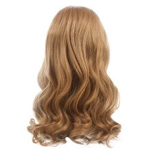 Perruque en Fibre Chimique de Cheveux Longs Bouclés de Style Européen et Américain avec Raie Centrale et Perruque en Lin Meghan Cos