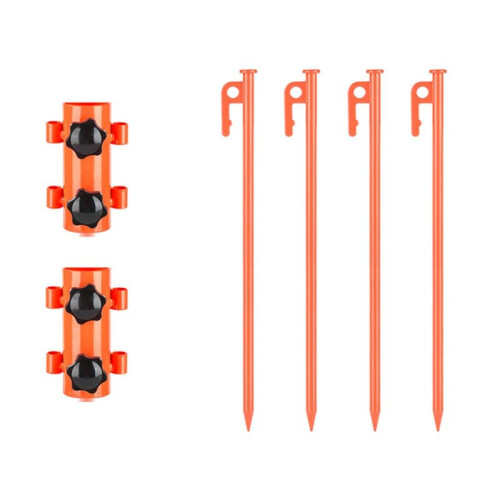 6PCS Awning Canopy Pole Fixed Tube Ground Bracket Windproof Adjustable Tent Support Pole with Ground Nails-Orange