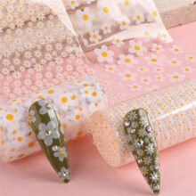 10 Rolls  White Flower Nail Transfer Foils Nail Supplies for Nail Art Spring Summer Floral Theme Nail Foil Transfer