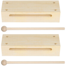 6Ensembles Instrument Percussion Bois Bloc Maillet Couleur Khaki