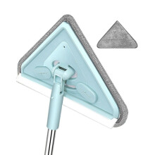 Driehoekmop, Schoonmaakmop met Lange Steel, Multifunctionele Driehoekige Mop voor Plafondmuur, Vloer, Raam, 1 Doek