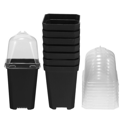 5Ensembles De Pots Plastiques Jardin Couvercle, Trous Drainage
