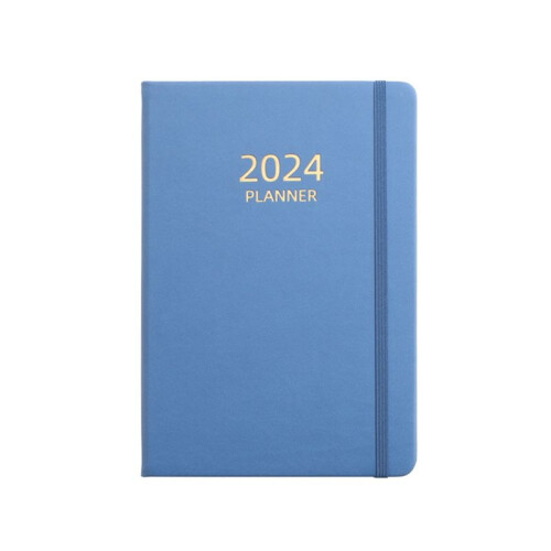 2024 A5 English Schedule Planner Elastic Band Notebook Strap Book Notebook