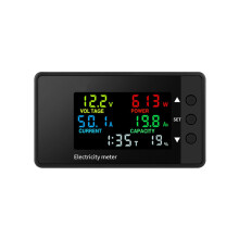 6-In-1 Voltmeter Ammeter 7.5-100V Wattmeter LED Digital Electric Meter Multifunctional Voltage Current Meter 0-20A