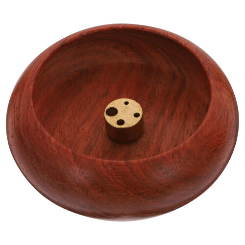 2 Pcs Rosewood Bowl Type Mini Incense Holder Multi Hole Censer